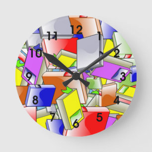 Bücher und mehr Bücher Runde Wanduhr