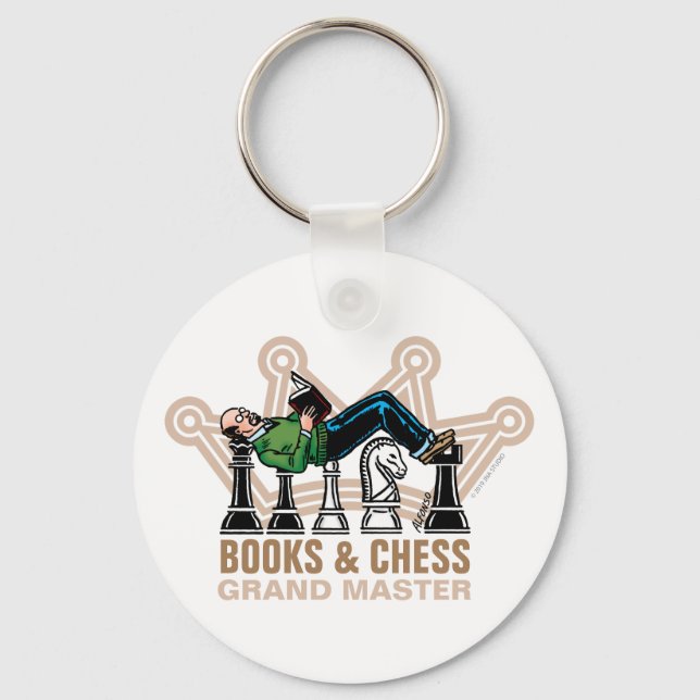 Bücher und Schach - Großmeister Schlüsselanhänger (Vorderseite)