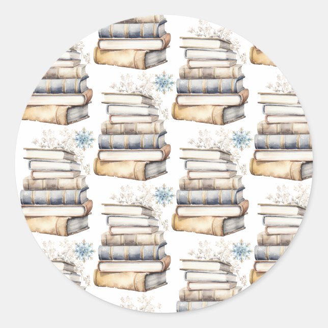 Bücher und Snowflakes Stickers Siegel (Vorderseite)