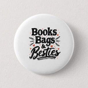 Bücher und Taschen; Bestien, die zum Schulspass zu Button