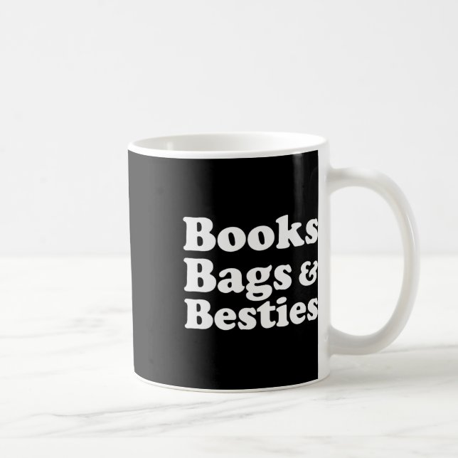 Bücher und Taschen; Bestien, die zum Schulspass zu Kaffeetasse (Rechts)