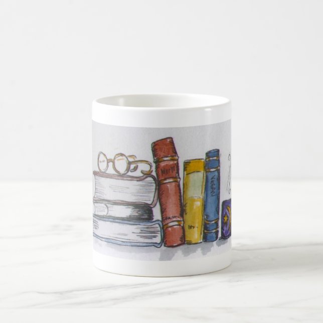 Bücher und Tee Kaffeetasse (Mittel)