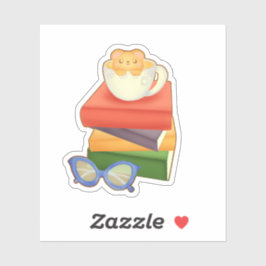 Bücher und Teebecher Aufkleber