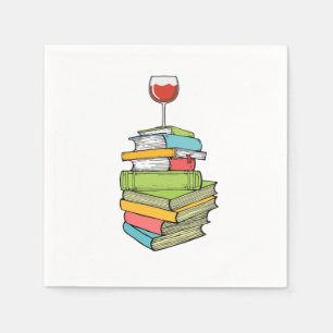 Bücher und Wein I Liebe lesen Bücher Serviette