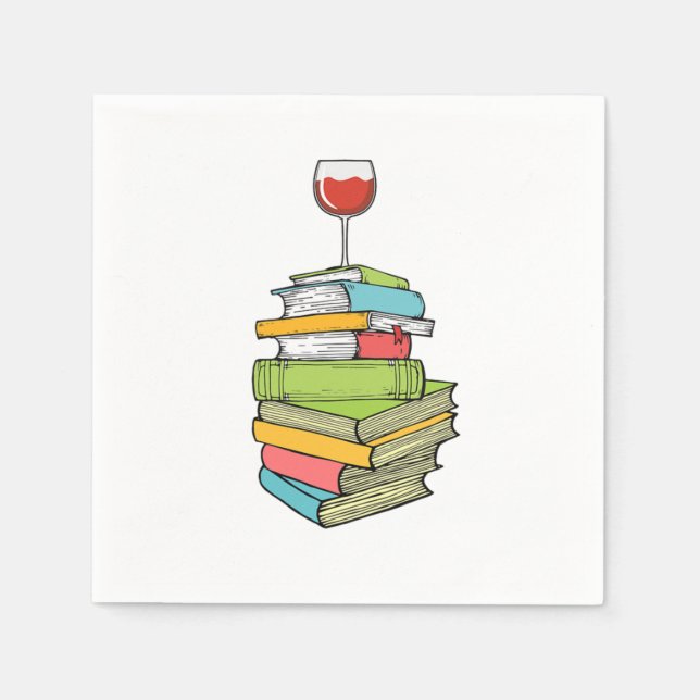 Bücher und Wein I Liebe lesen Bücher Serviette (Vorderseite)