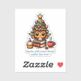 Bücher unter kawaii Weihnachtsbaum - Funny Santa Aufkleber