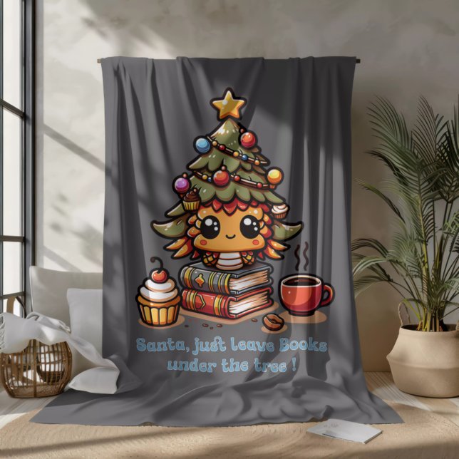 Bücher unter kawaii Weihnachtsbaum - Funny Santa Fleecedecke (Von Creator hochgeladen)