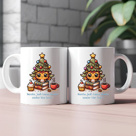 Bücher unter kawaii Weihnachtsbaum - Funny Santa Kaffeetasse