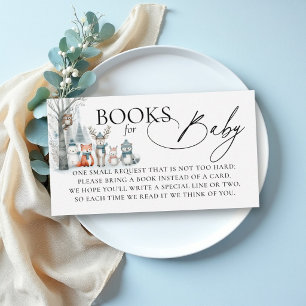 Bücher Waldtiere Winter Coed Baby Shower Begleitkarte