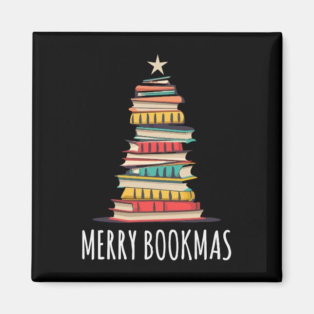 Bücher Weihnachtsbaum Merry Bookmas Magnet (Vorne)