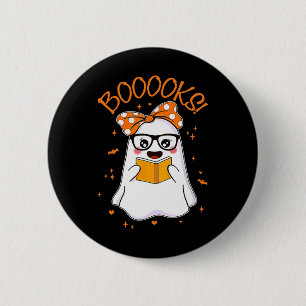 Bücher zu Ghost Halloween Women Teacher Book Libra Button