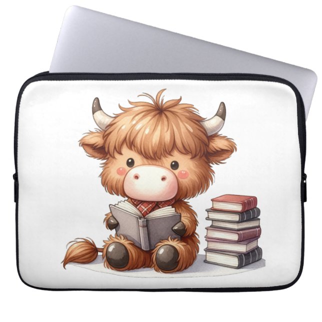 Bücher zum Lesen von Kuh Laptopschutzhülle (Vorderseite)
