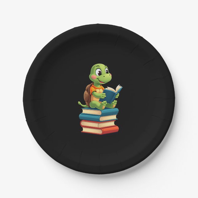 Bücher zum Lesen von Schildkröten (4) Pappteller (Vorderseite)