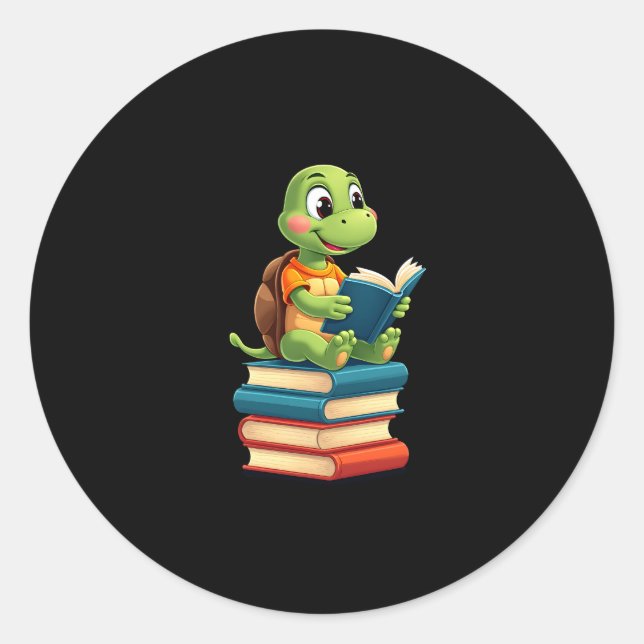 Bücher zum Lesen von Schildkröten (4) Runder Aufkleber (Vorderseite)