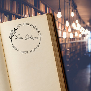 Bücherei Buchzeichen Modernes Blumenkränz Gummistempel