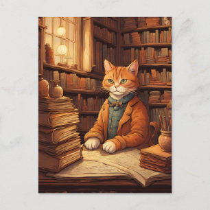 Bücherkatze #2 Postkarte
