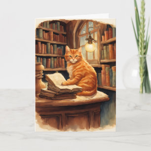 Bücherkatze Grußkarte Karte