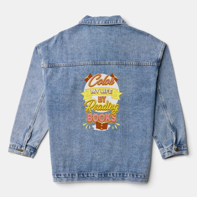 Bücherlesen Bibliothek des Club Bibliothekar Jeansjacke (Rückseite)