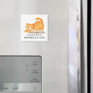 Bücherliebende rote Katze Lustiger Spruch für Büch Magnet