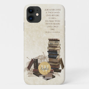 Bücherliebhaber Bibliophile Leseszitat Monogramm N Case-Mate iPhone Hülle