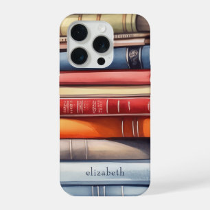 Bücherliebhaber Bücherstapel Personalisiert iPhone 15 Pro Hülle