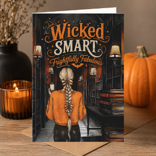 Bücherliebhaber Halloween Böse Intelligent Frohes  Karte