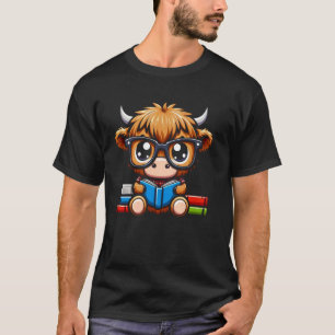 Bücherliebhaber liest Highland-Rind T-Shirt