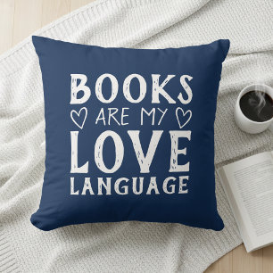 Bücherliebhaber Lustiger Spruch Navy und Weiß Typo Kissen