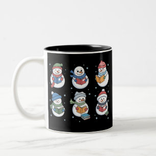 Bücherliebhaber Schneemann Lesegeschenk Lehrer Win Zweifarbige Tasse
