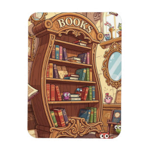 Bücherliebhaber Süße Cartoon-Bücherregal mit Kreat Magnet