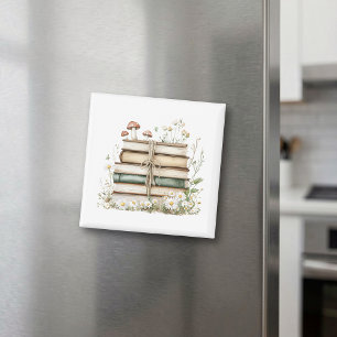 Bücherliebhaber Wasserfarbe Vintage Floral Bücher Magnet