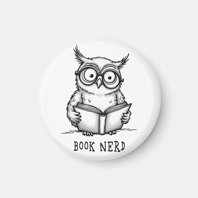 Büchernerd-Eule Magnet (Vorne)