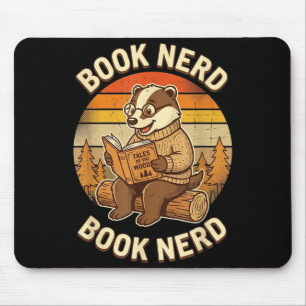 Büchernerd lustiges Lesen Dachs Retro-Sonnenunterg Mousepad