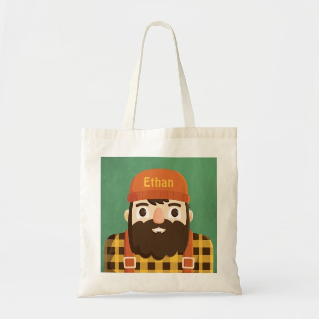 Bûcheron barbu mignon dans le sac fourre-tout à (Devant)