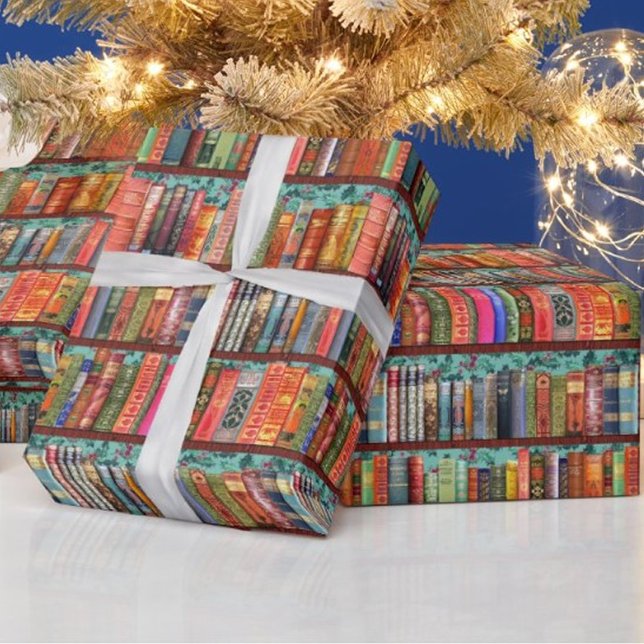 Bücherregal für Weihnachten, heilig, antike Bücher Geschenkpapier (Von Creator hochgeladen)