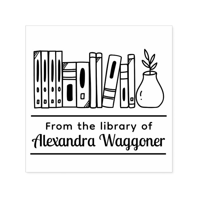 Bücherregal mit Pflanze &quot;Aus der Bibliothek&quot; Permastempel (Design)