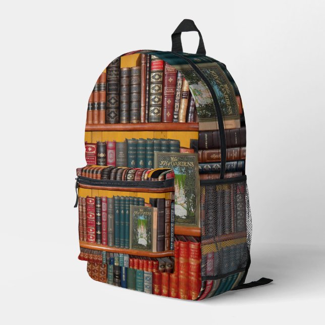 Bücherregale Bedruckter Rucksack (Rückseitige Ecke Rechts)