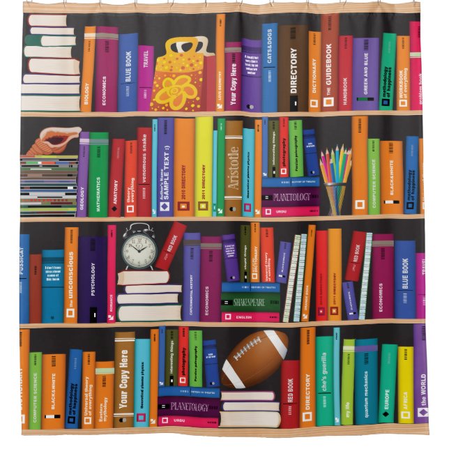 Bücherregale für farbenfrohe Buchwürmer Duschvorhang (Vorderseite)