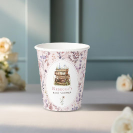 Bücherstapel Babydusche Wasserfarbe, Wildblume Pappbecher