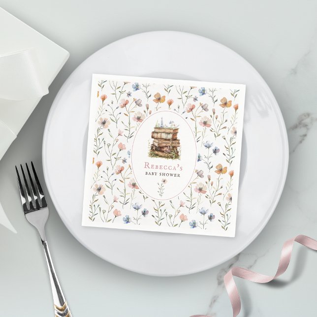 Bücherstapel Babydusche Wasserfarbe, Wildblume Serviette (Von Creator hochgeladen)