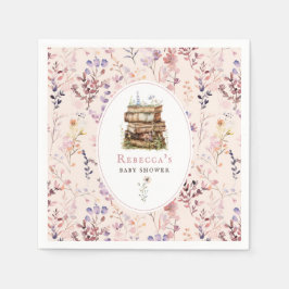 Bücherstapel Babydusche Wasserfarbe, Wildblume Serviette