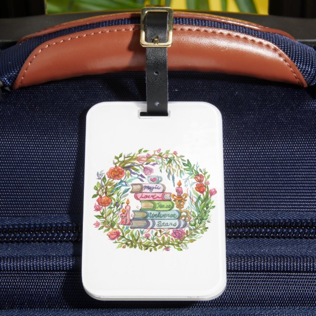 Bücherstapel Gepäckanhänger (Vorderseite Insitu 2)