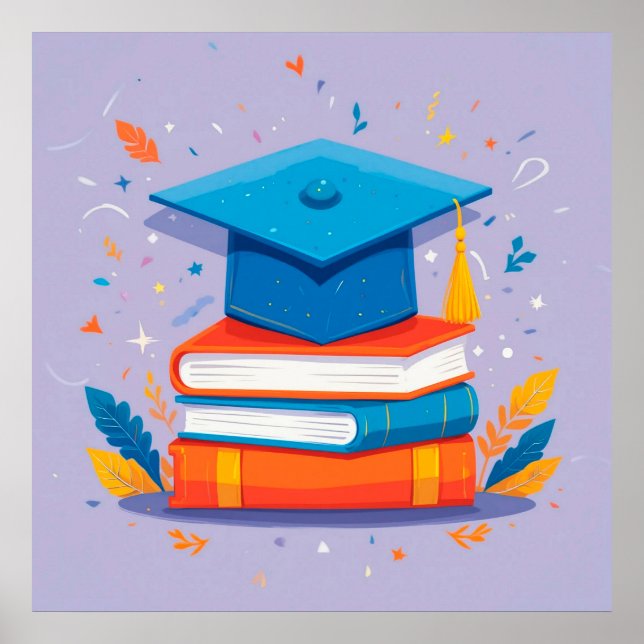 Bücherstapel mit Graduierungsklammer Poster (Vorne)