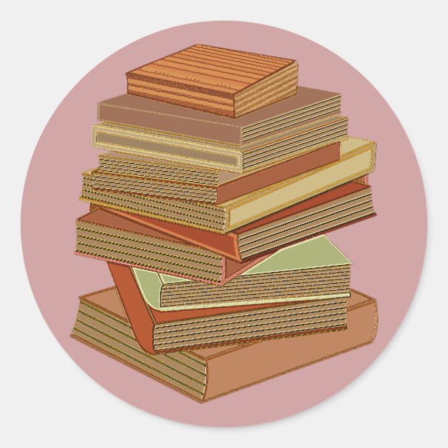 Bücherstapel - Pastellfarben Runder Aufkleber (Vorderseite)