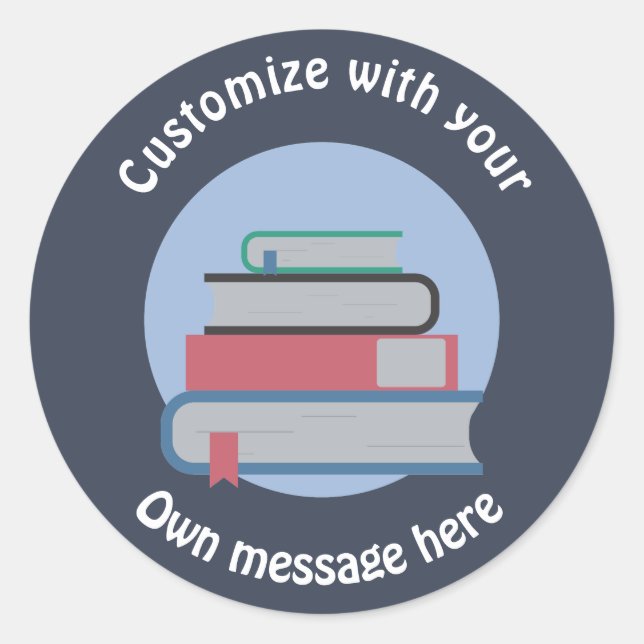 Bücherstapel Runder Aufkleber (Vorderseite)