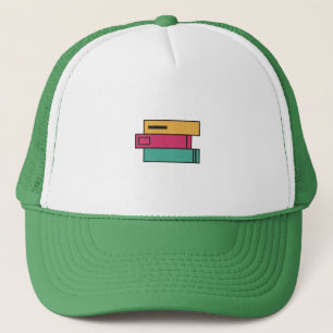 Bücherstapel Truckerkappe