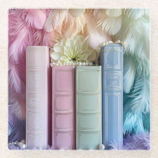 BÜCHERSTÜCKE BLUME FEATHERS GLASUNTERSETZER (Vorderseite)