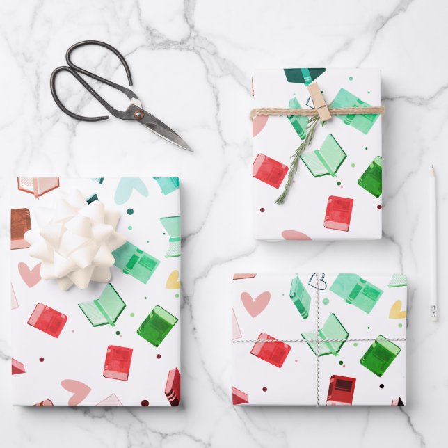 Bücherumhüllungspapier Geschenkpapier Set (Vorderseite)