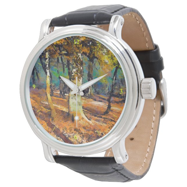 Bucherwälder und Lichtaustritte um die Bäume Armbanduhr (Schrägansicht)