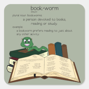 Bücherwurm - ändern Sie Farbe Quadratischer Aufkleber